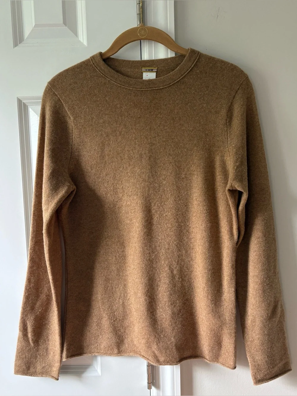 J.Crew Camel Cashmere Rolled Edge Crewneck Sweater